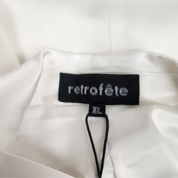 Retrofete Saige Double Breasted Blazer in Ivory Size XL NWT Satin Gold Button - Picture 11 of 14